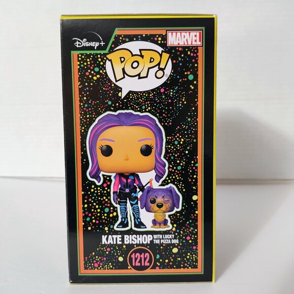 Pop! Marvel - Kate Bishop w/ Lucky the Pizza Dog (Blacklight) #1212 (Target Exc) - Picture 4 of 6